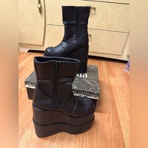 Demonia Platform Boots black vegan Leather